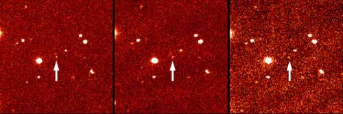 Астрономы обнаружили Седну по небольшому сдвигу тусклой точки на снимках телескопа