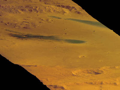 Кратер Гусева в перспективе (снимок стерео-камеры высокого разрешения спутника Mars Express)