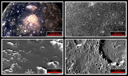 Виды Каллисто в высоком разрешении. Снимок сделан КА Galileo Orbiter в 1998 году